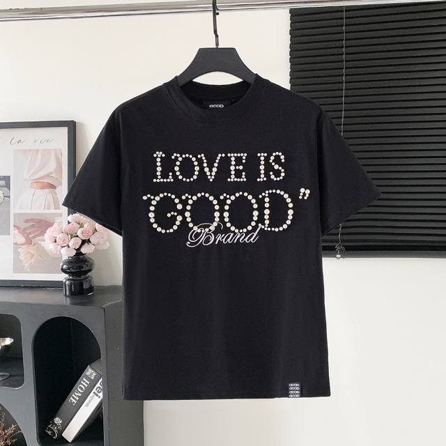 款号 W609 goodbrand Logo珍珠字母短袖 logo标识精致 原版面料 官方同款 短袖T恤 定制280克同缸染纯棉双纱面料 手感非常舒服 春夏砖柜