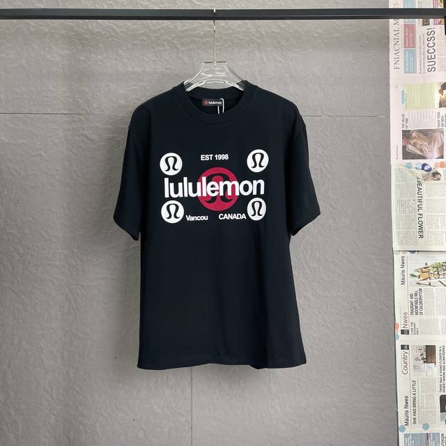 C25 lululemon露露乐蒙 300高克重 高端绒面发泡立体胶工艺 独家专供新款原单男士休闲短袖 高端定制 高版本 时尚百搭爆款 进口面料 手感超柔软细腻