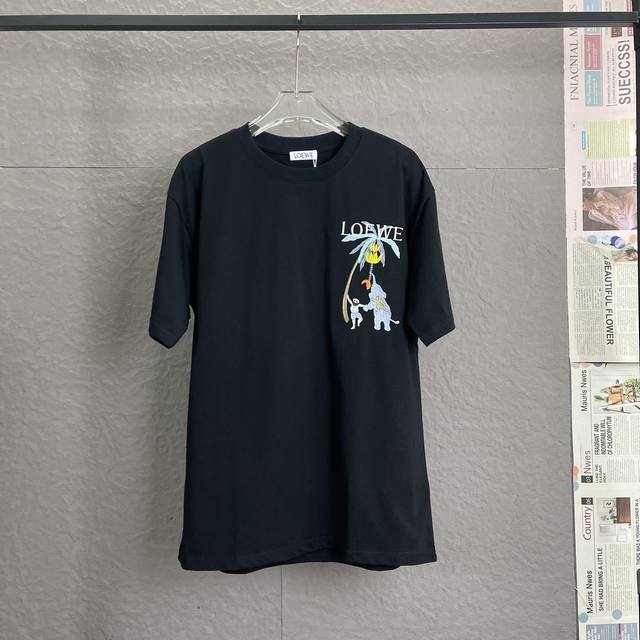 A24 loewe 罗意威 面料升级 300高克重 高端刺绣工艺 独家专供新款原单 男女同款 休闲宽松版型短袖 高端定制 高版本 时尚百搭爆款 进口面料 手感超
