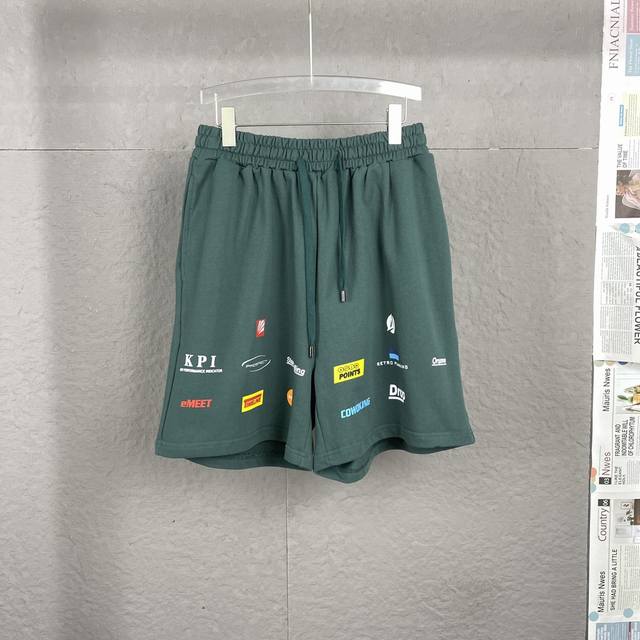 款号 A41 balenciaga 巴黎世家24新款 多Logo短裤 Logo定制进口硅油刷印水洗不开裂不易脱落 原版纯棉定制面料 与原版无任何色差宽松版型黑色