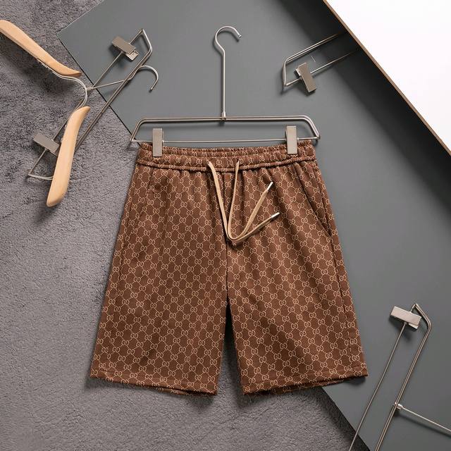 gucci 古驰 2025春夏季新款休闲高品质 针织提花短裤 超高端品质数码印花 双压边工艺制作而成 原版复刻 整体提花最新字母联盟Logo图案设计 针织面料硬