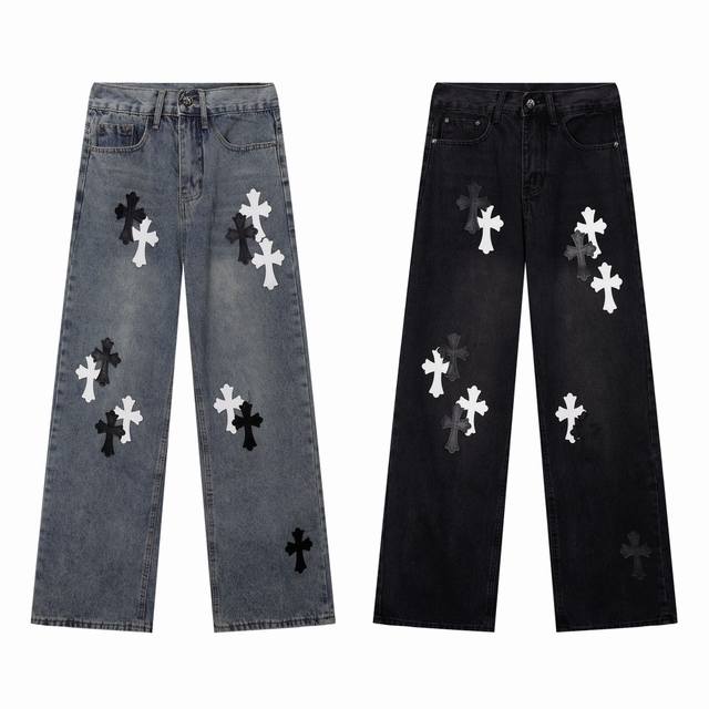 款号334 chrome Hearts Ch克罗心大破坏重工高街牛仔裤 散发着不羁的个性和独特的魅力 每一处磨损和破洞都是精心设计 呈现出一种独特的艺术感 选用