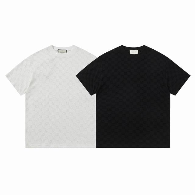 gucci新款短袖T恤 激光烧花重工艺 290克面料 定制螺纹 男女同款 官方网站跟专柜同步 黑色 白色 尺码 Mlxlxxl