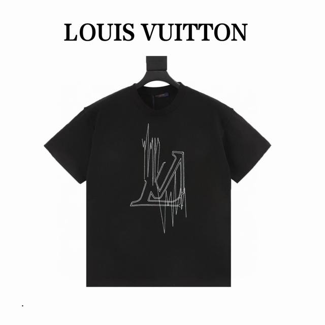 louis Vuitton Ss23 图案印花圆领短袖T恤 心跳频率绣花T恤 客订220G32S平纹针织 面料 亲肤透气 细腻 胸前采用丝网印花工艺再配合由日本