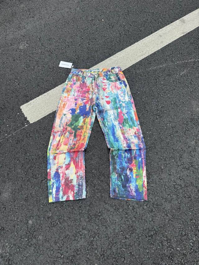 8187 acne Studios 1981复古彩虹涂层错视彩绘油画做旧阔腿牛仔裤 ac家3D打印系列的神裤 方便平台定制的磨毛无弹面料 难点是前前后后修正了八