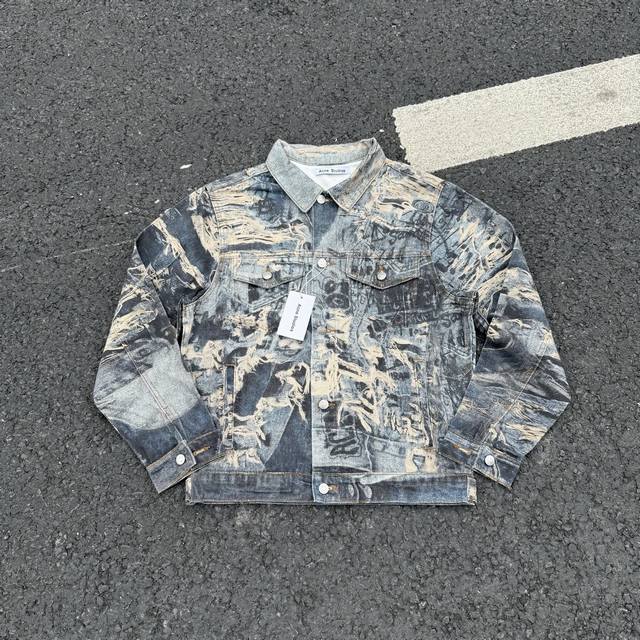 8189 acne Studios 1981复古错视糜烂搜刮涂鸦3D打印做旧阔腿牛仔外套 ac家3D打印系列牛仔外套 方便平台定制的磨毛无弹面料 难点是前前后后