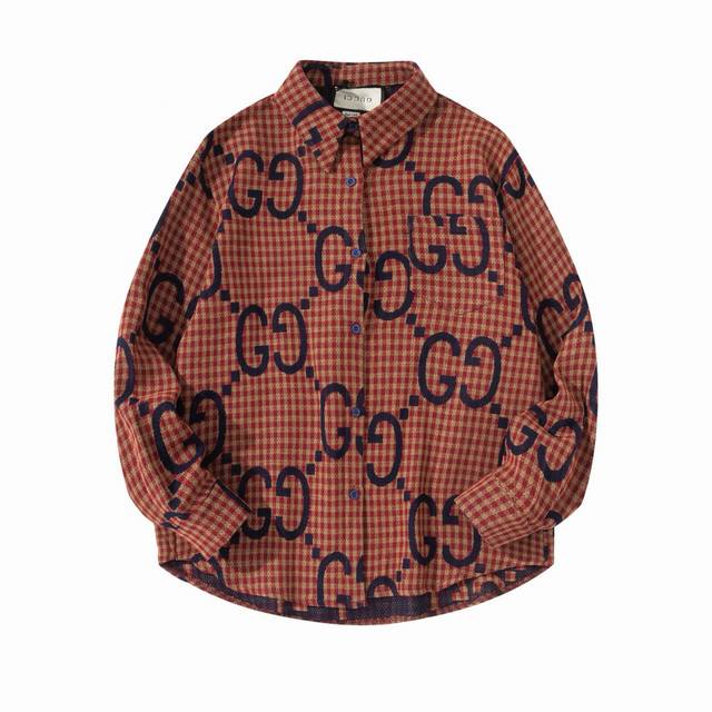 gucci 古驰24Ss新款格纹长袖衬衫 原版9900深圳万象城购入 林俊杰 C罗同款 定制满身双G全棉提花面料 柔软亲薄 内里提花花纹效果 还原原版 一件衣服