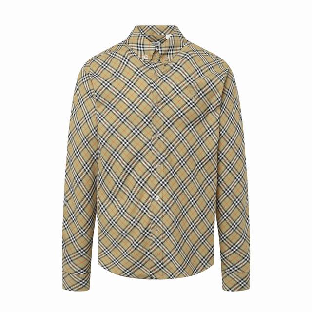 官网1:1原单品质 burberry 巴宝莉24Ss新款刺绣格纹棉质衬衫 新款法兰绒衬衣 面料原柒厂100%全精梳棉 经过特殊工艺处理后 面料表面做碳素磨毛 上