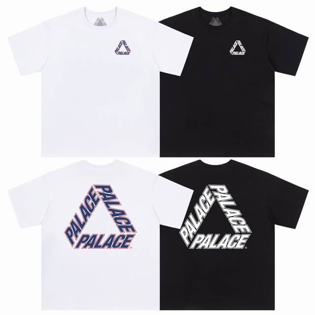 61# 领标细节还原 英式潮牌palace 胸标后背大Logo印花情侣宽松圆领短袖T恤 颜色 黑色 白色 尺码: S M L Xl 面料 26支300克双纱