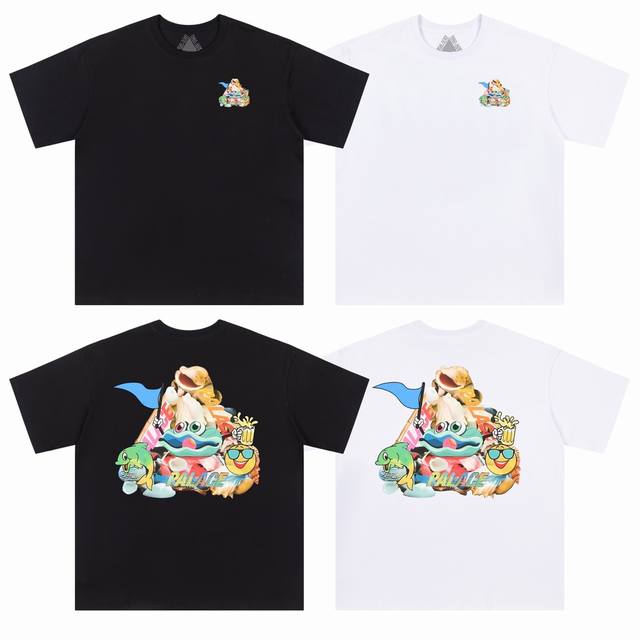 款号 53# 领标细节还原 英式潮牌palace 宫殿 卡通动物图案短袖T恤 颜色 黑色 白色 尺码: S M L Xl 面料 26支300克双纱