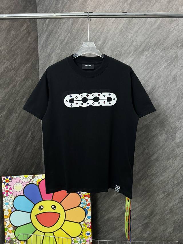 款号 G good硅胶字母彩钻圆领短袖 goodbrand官网Zp同步新款T恤 面料采用32支双纱290克高克重纯棉面料 同缸定织定染原版同色螺纹 进口机器硅胶