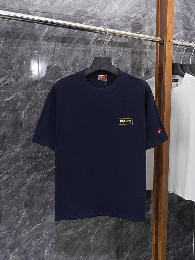 款号J23 kenzo 高田贤三 25Ss新款春夏圆领宽松基础印花袖口刺绣设计短袖T恤 重磅2 G32支精梳赛络纺百分百纯棉面料 告别透薄尴尬 3倍密度撑起立体