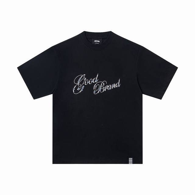 款号G017 实拍图 goodbrand Good花体烫片花卉轻奢时尚高级感短袖T恤 男女同款 颜色 黑色 白色 码数 S M L Xl