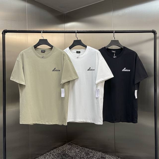 款号W10 we11Done 25Ss 基础标语情侣宽松圆领短袖T恤-原厂品质 color 黑色 白色 驼色 size S M L Xl 面料采用280G重磅纯