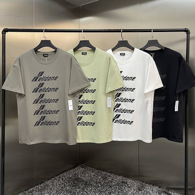 款号W20 we11Done 25Ss 基础标语弹幕情侣宽松圆领短袖T恤-原厂品质 color 黑色 白色 抹茶绿 碳灰色 size S M L Xl 面料采用