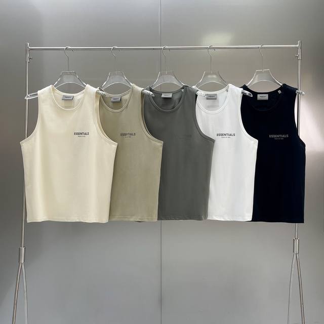 款号B40 5色齐发 fear Of God Fog Essential 复线经典3M反光小字母Logo情侣无袖短袖背心-原单版本 color 黑色 白色 碳灰