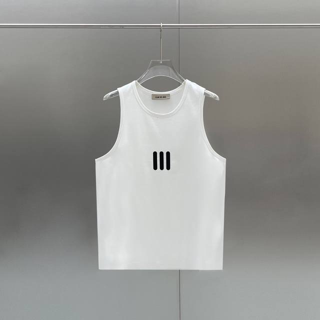 款号B90 三色齐发 fear Of God Fog 经典1977植绒立体印花情侣无袖短袖背心-原单版本 color 黑色 白色 碳灰 size S M L X