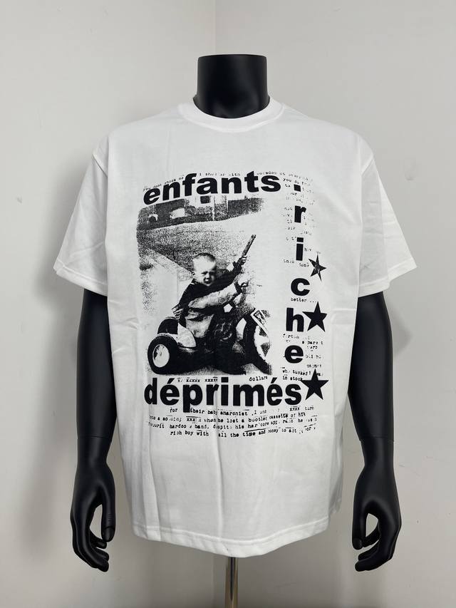 款号480 今年穿富二代一定会暴富Er denfants Riches Deprimes 忧郁的富二代童年小孩印花短袖 面料采用定织250G32支双股双纱纯棉