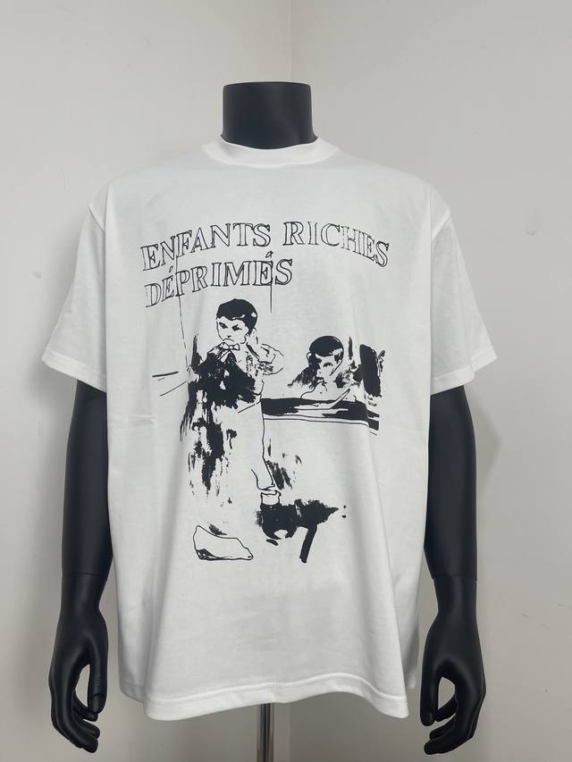 款号480 今年穿富二代一定会暴富Er denfants Riches Deprimes 忧郁的富二代Blue忧郁女孩印花短袖 面料采用定织250G32支双股双