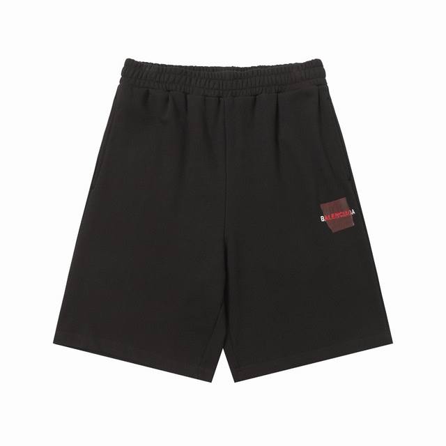 632款 新款 官网高版本Balenciaga新款25Ss刺绣字母压花短裤.400克 高版本.男女同款 颜色 活性黑 码数 Xs.S.M.L