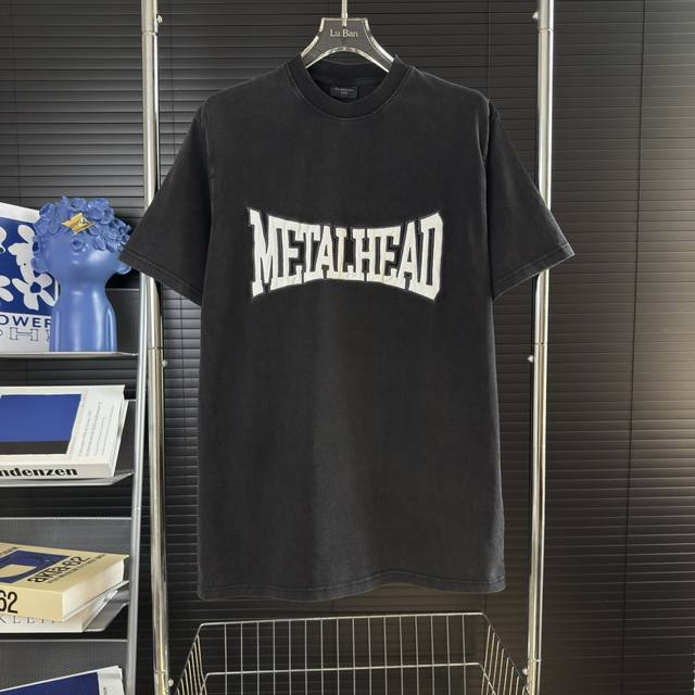 335 当天到货 现货现配 balenciaga巴黎世家2025新款水洗款贴布绣Logo 圆领短袖T恤 面料: 300重磅纯棉 随意对比 采用特定重磅32S精棉