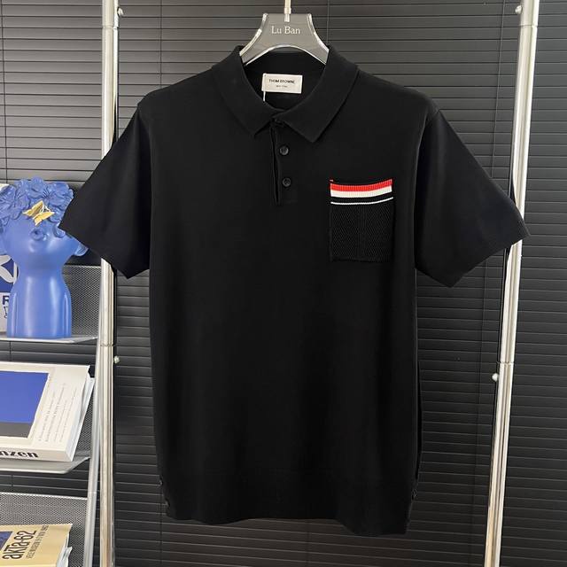443 当天到货 现货现配 thom Browne 汤姆布朗25Ss双杠口袋针织衫polo短袖 原版面料 官网同款 非再生纱 高版本 独立定织面料 经历柔软定型