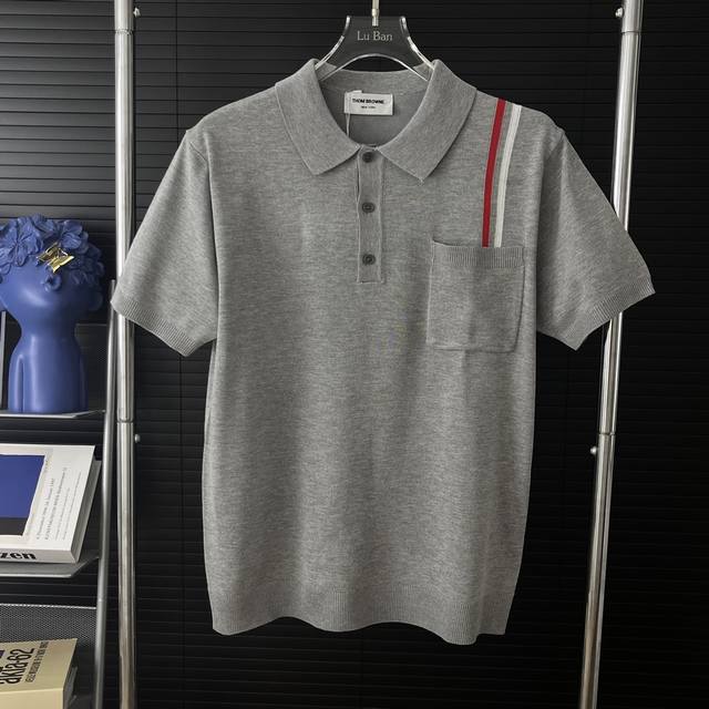 440 当天到货 现货现配 thom Browne 汤姆布朗25Ss肩部双杠针织衫polo短袖 原版面料 官网同款 非再生纱 高版本 独立定织面料 经历柔软定型