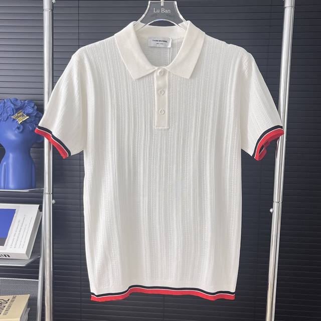 437 当天到货 现货现配 thom Browne汤姆布朗25Ss拼色针织衫polo短袖 原版面料 官网同款 非再生纱 高版本 独立定织面料 经历柔软定型 洗水