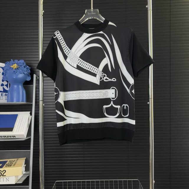 423 当天到货 现货现配 hermes 爱马仕针织衫短袖 原版面料 官网同款 非再生纱 高版本 独立定织面料 经历柔软定型 洗水不变形 面料无渐变色差 洗水不