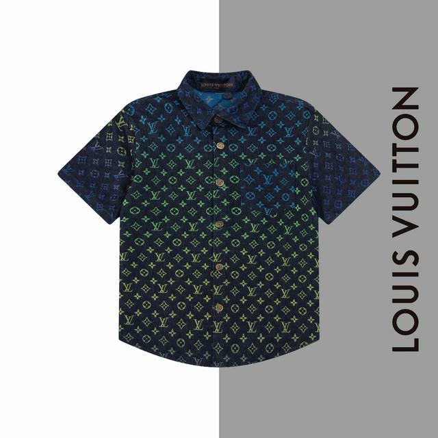 款号#F90 lv渐变提花满印牛仔短袖 louisvuitton官网一致款式 面料 纯棉提花满印精品牛仔面料 工艺 Zp满印字母洗水 配套 三标齐全 纸板 油纸