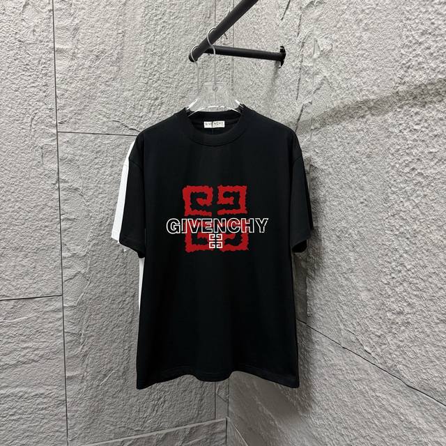 gvc*纪梵*希2025春夏新款 经典图腾字母植绒工艺+立体硅胶工艺 定制双纱平纹纯棉面料 短袖T恤 男女同款 颜色 黑色 白色 尺码 S 90-130斤 M