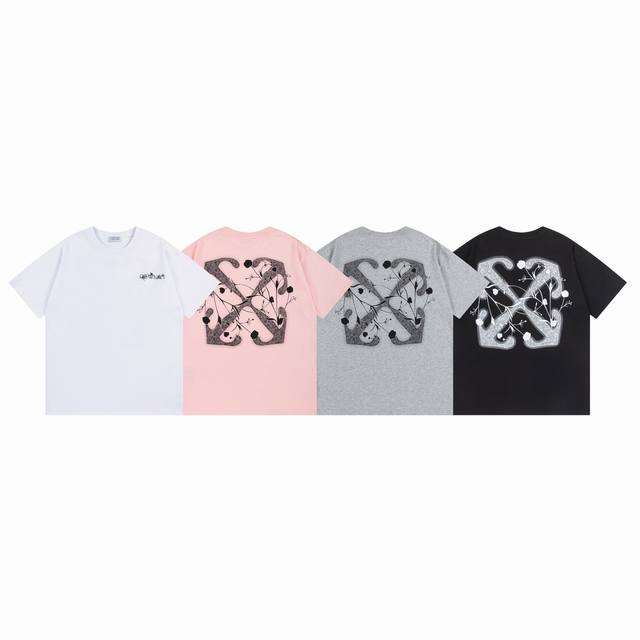 9012# Off White新款宽松版短袖T恤 尺码 S M L Xl 颜色 黑色 白色 灰色 粉色
