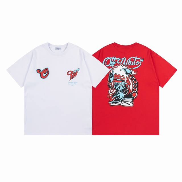 9003# Off White新款宽松版短袖T恤 尺码 S M L Xl 颜色 白色 红色