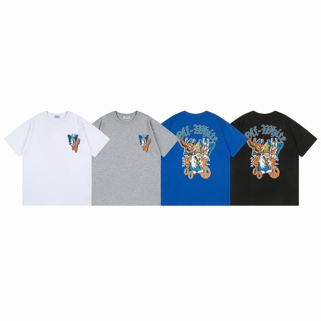 9002# Off White新款宽松短袖T恤 颜色 黑色 白色 蓝色 灰色 尺码 S M L Xl