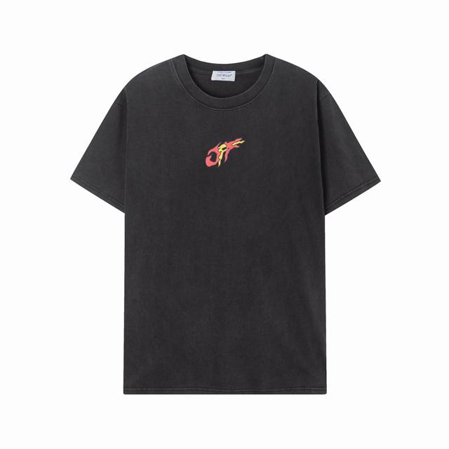 8020# Off White 24N新款小恐龙洗水款短袖T恤 颜色 黑色 尺码 S M L Xl