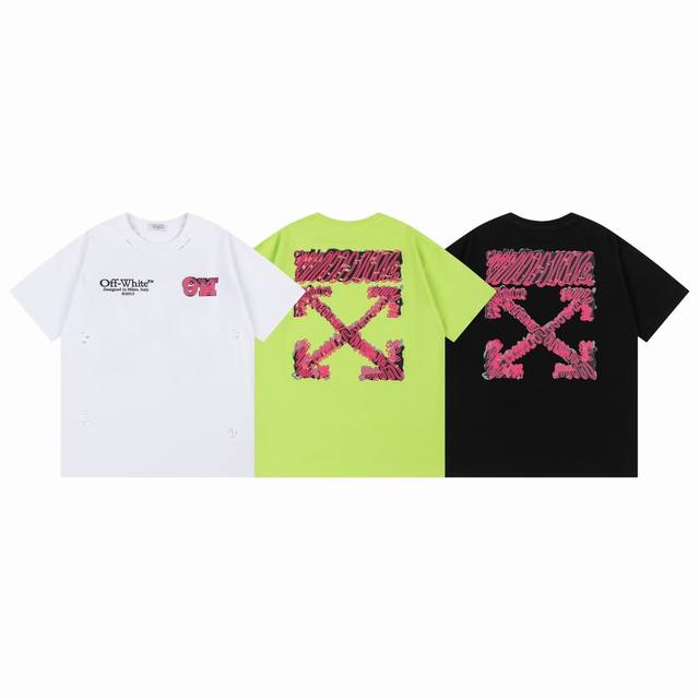 9051# Off White新款宽松版短袖T恤 尺码 S M L Xl 颜色 黑色 白色 绿色
