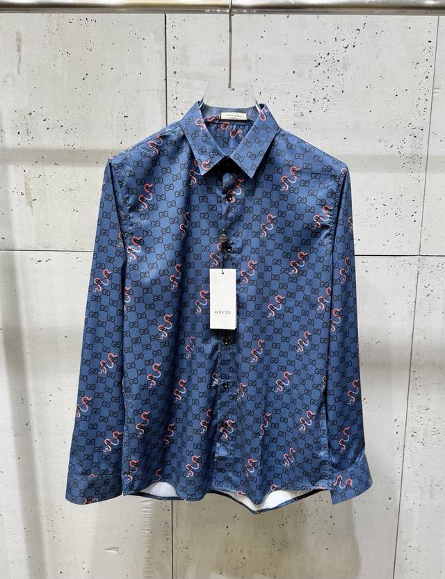 25春夏新款 Guc古琦 蛇年款满印字母图案 高品质长袖衬衫 码数 M-3Xl
