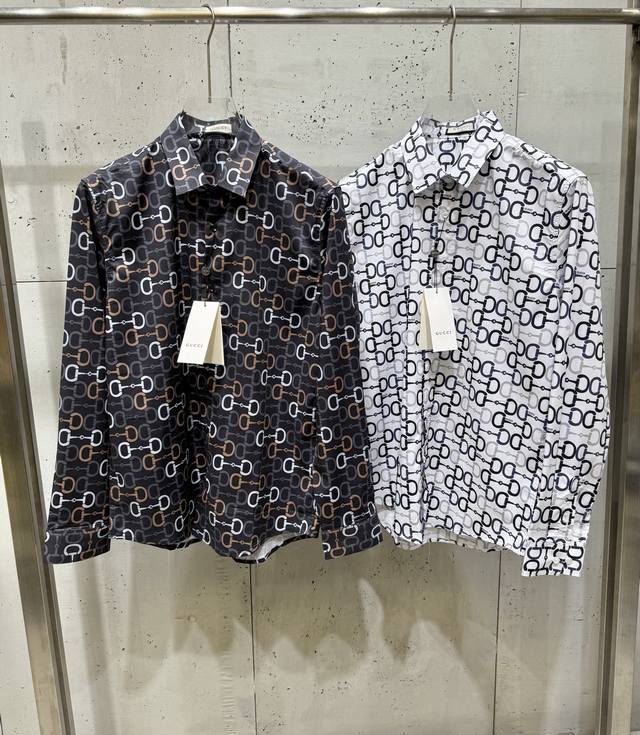 25春夏新款 Guc古琦 满印字母图案 高品质长袖衬衫 码数 M-3Xl