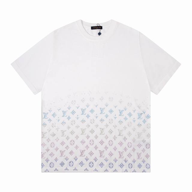 lv 驴家渐变 绣珠 圆领针织T恤 颜色 黑色 白色 码数 M L Xl Xxl