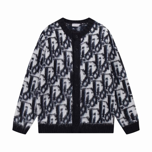 迪奥Dior满身彩色Logo 提花羊毛针织开衫毛衣 颜色 黑色 码数 S M L Xl Xxl