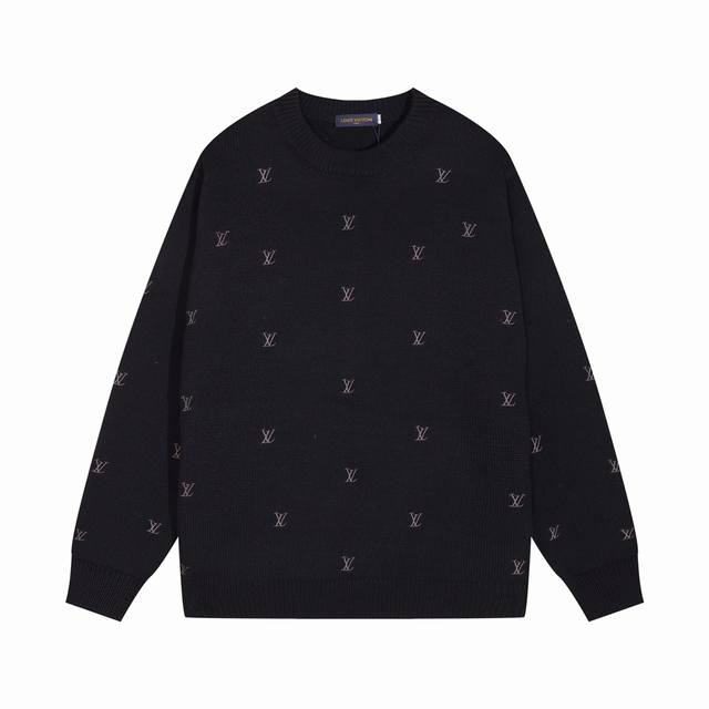 lv驴家路易家满身刺绣小Logo圆领毛衣 颜色 黑色 码数 S M L Xl Xxl