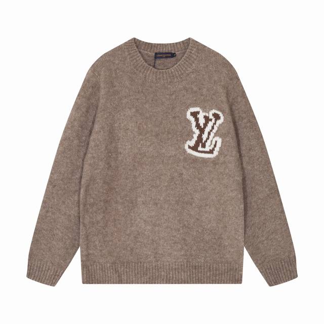 lv驴家 重温经典前后大Lv Logo圆领羊毛衫毛衣 颜色 黑色 咖色 码数 S M L Xl Xxl