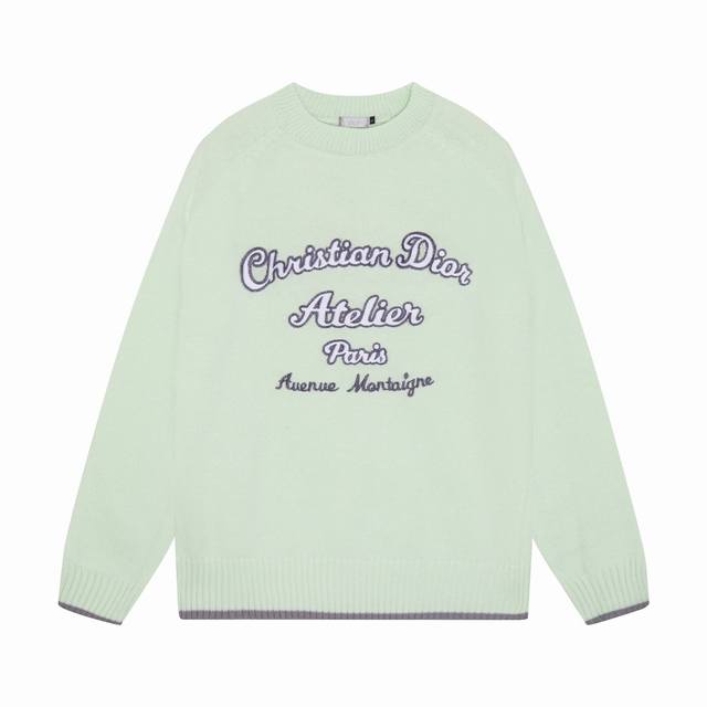 dior 迪奥 经典字母刺绣Logo 圆领羊毛毛衣 颜色 蓝色 灰色 浅绿 黑色 绿色 码数 S M L Xl Xxl