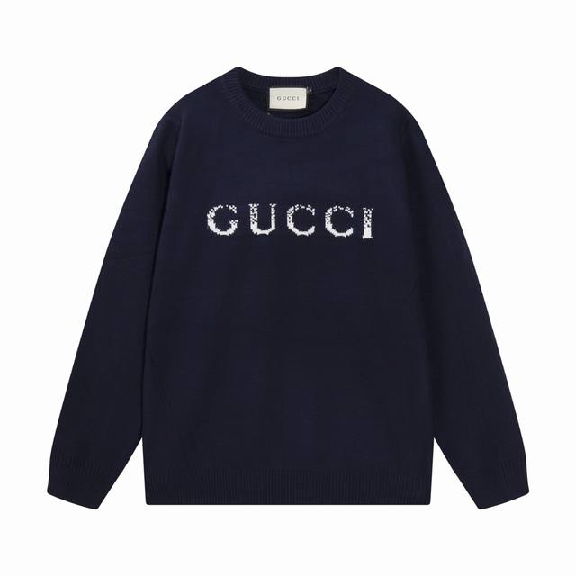 gucci 古驰 模糊字母Logo羊毛毛衣 颜色 黑色 深蓝 码数 S M L Xl Xxl