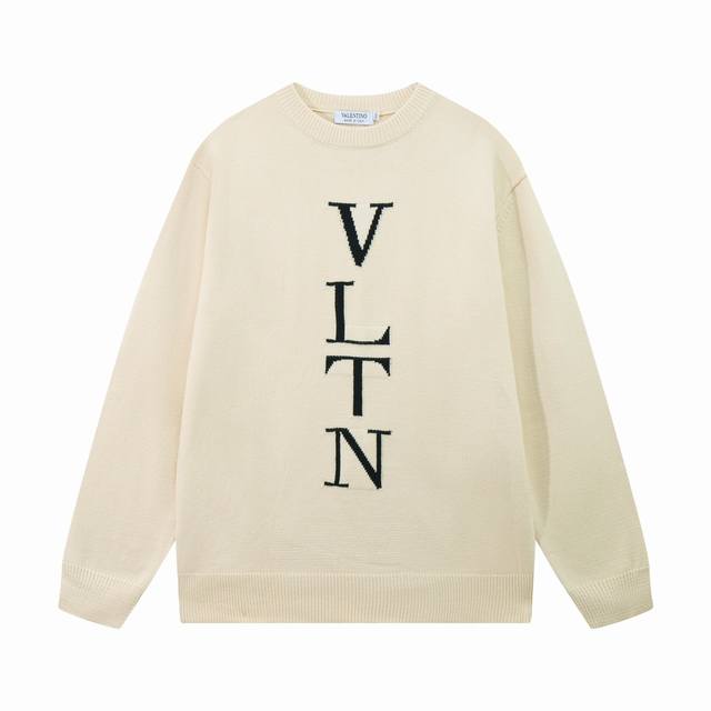 valentino 华伦天奴 Vt家简约胸前Logo字母提花圆领毛衣 颜色 黑色 绿色 蓝色 紫色 杏色 码数 S M L Xl Xxl