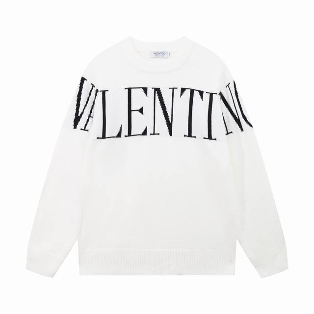 valentino 华伦天奴 Vt家简约胸前Logo字母提花圆领毛衣 颜色 杏色 黑色 白色 码数 S M L Xl Xxl
