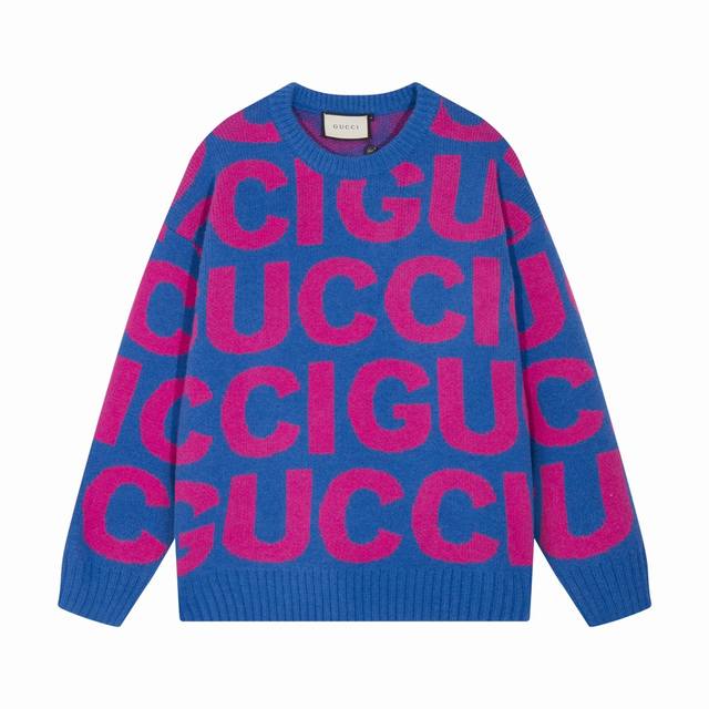 guccl古驰秋冬新品男女同款字母毛衣经典圆领宽松版型毛衣 颜色 蓝色 绿色 码数 S M L Xl Xxl