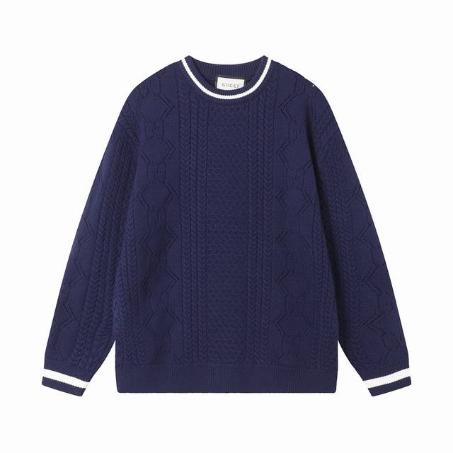 gucci古驰 古家暗纹双G提花圆领毛衣 颜色 蓝 码数 S M L Xl Xxl