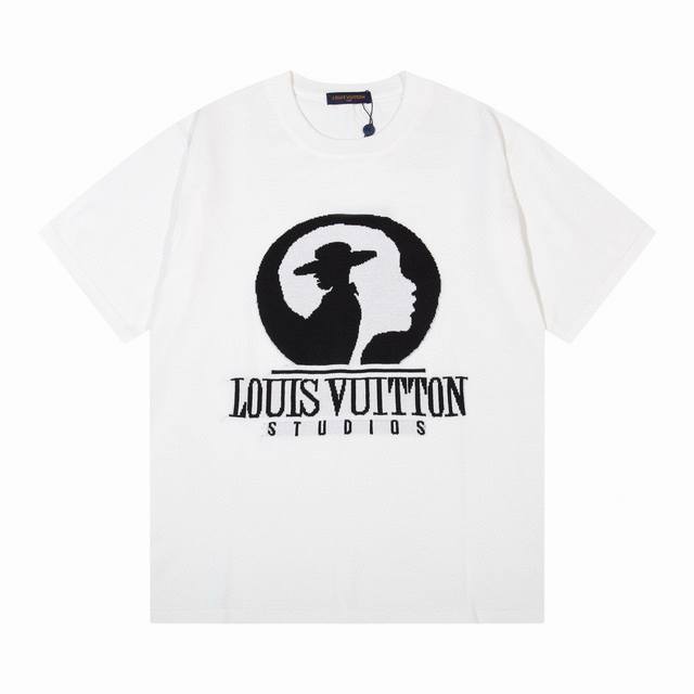 lv驴家经典双面人Logo圆领提花针织T恤短袖 颜色 白色 黑色 码数 M L Xl Xxl