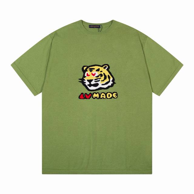 lv驴家老虎头圆领针织T恤短袖 颜色 白色 绿色 码数 M L Xl Xxl